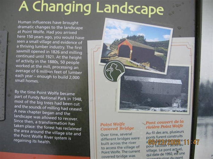 Point Wolfe Bridge sign