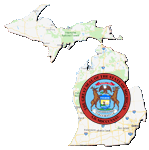 Google Map of Michigan with state seal