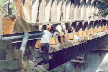 Union Village CB - Aligning timber by pounding