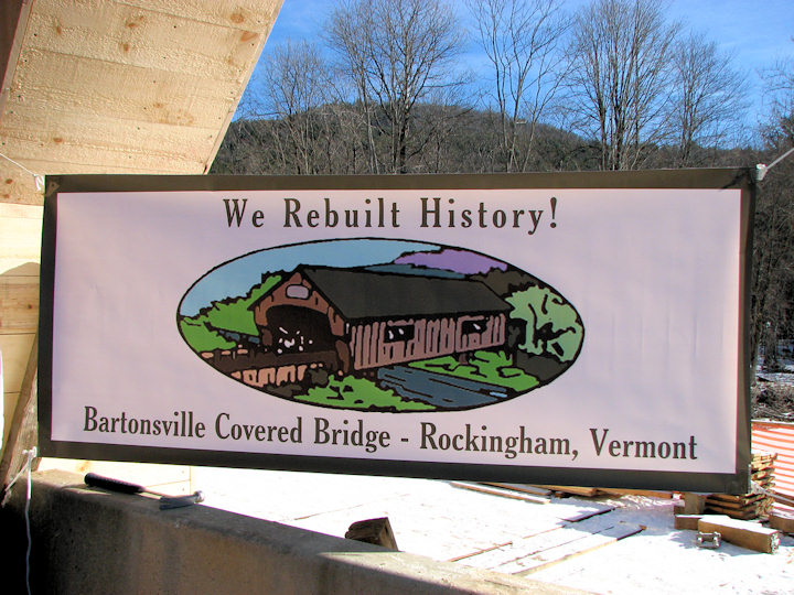 Bartonsvill Covered Bridge - We Rebuild History Sign