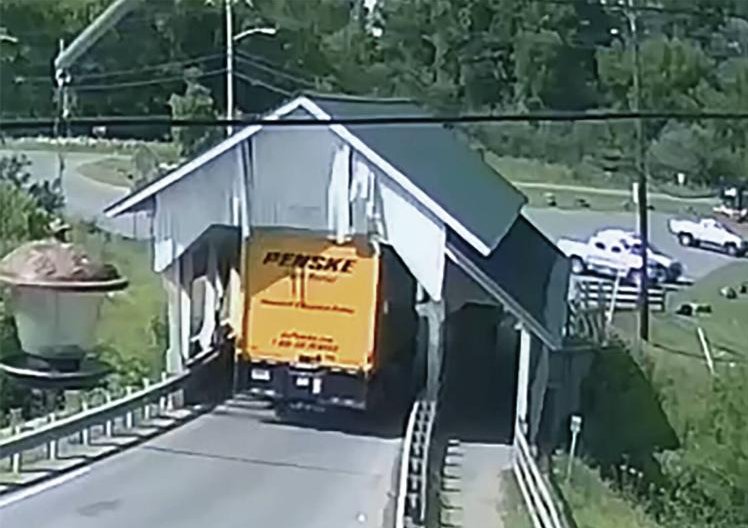 Miller's Run Covered Bridge damage photo