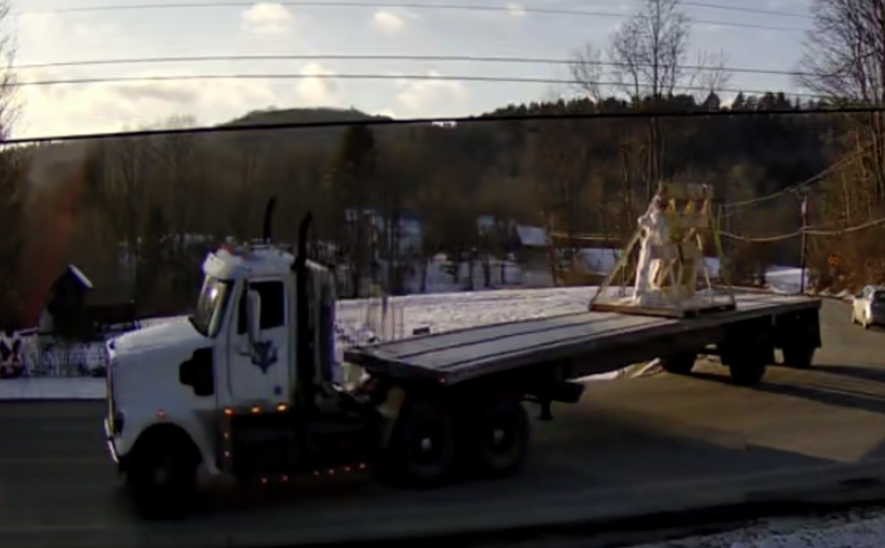 Sayer Covered Bridge-Truck approach damage 