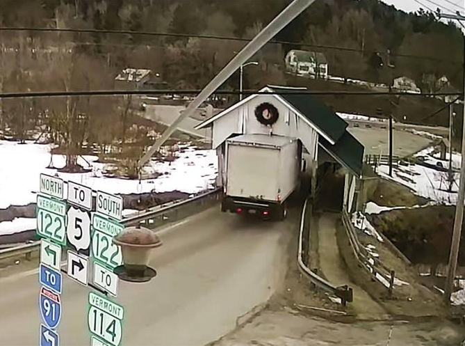 Miller's Run Covered Bridge damage photo - Mike Grant photo