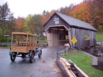 Warren Bridge Dedication - Model T auto getting ready to crodd the bridge