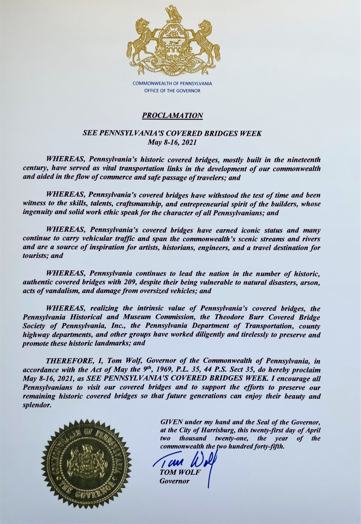Governor's proclaimation