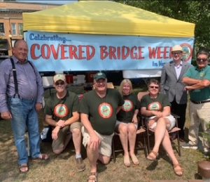 VCBS members and elected officials at Brandon Farmers Market during 2025 Covered Bridge Week.